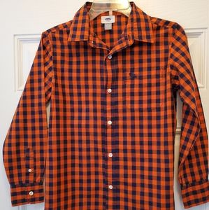 (LIKE NEW) OLD NAVY BOYS ORANGE/NAVY LONG SLEEVE COLLAR SHIRT